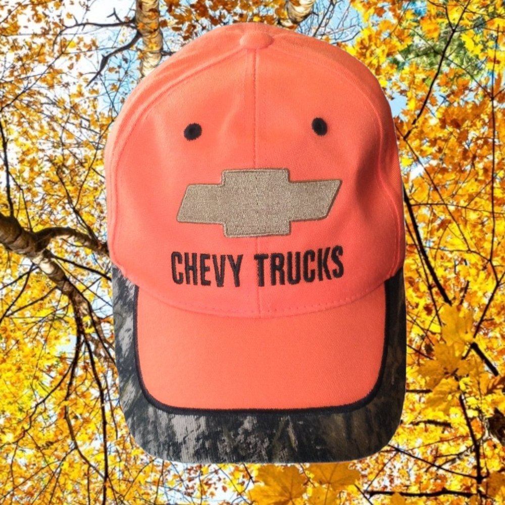 CHEVY TRUCK Orange and Camo Baseball Cap   Like New